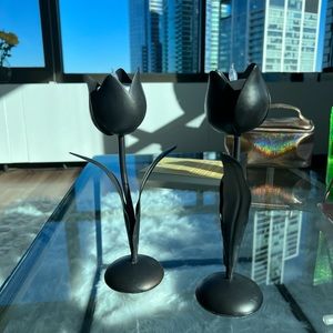 Black rose candle holders